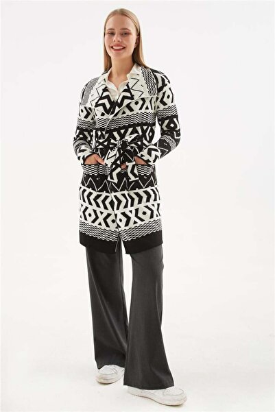 Fashion Friends Black Patterned Cardigan