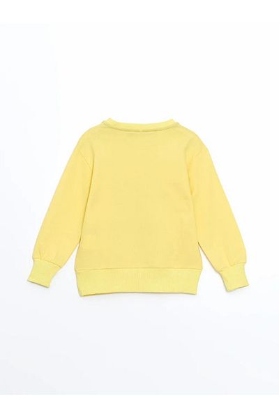 LC Waikiki Lcw Baby Light Yellow Crew Neck Floral Baby Girl Sweatshirt