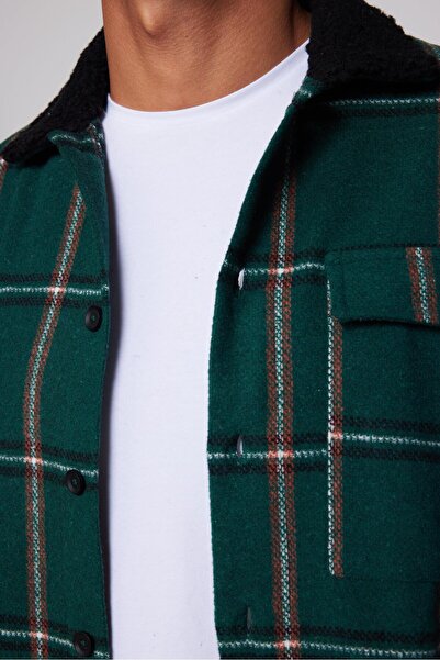 Tudors Oversize Uzun Kollu Geniş Kalıp Peluş Yaka Erkek Gömlek