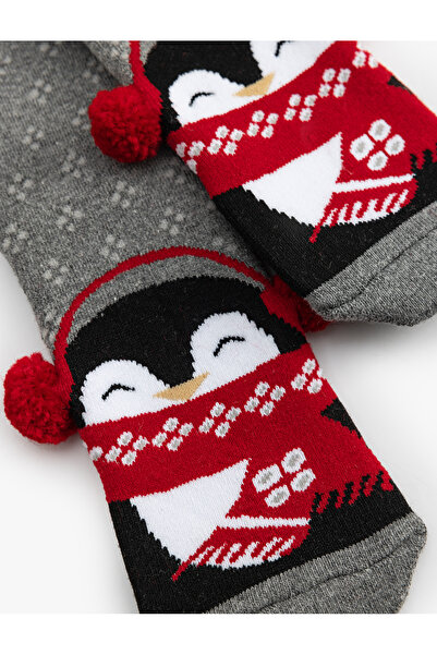 Koton Yılbaşı Temalı Penguen Baskılı Soket Çorap