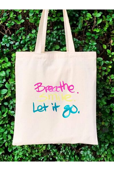 Cemira Unisex Y2K Pinterest Retro Cloth Bag - Breathe Smile Let It Go Tote Bag