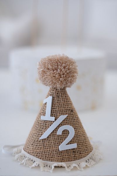 Partifabrik New Season Cream Lace Detailed Straw Mini Hat - with Pompom, 1/2 Half Age, 6 Months Henna