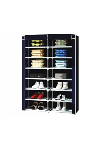 Home Dzgn Home İki 2 Bölmeli Metal Profilli Çok Amaçlı Ayakkabılık Bez Dolap ...