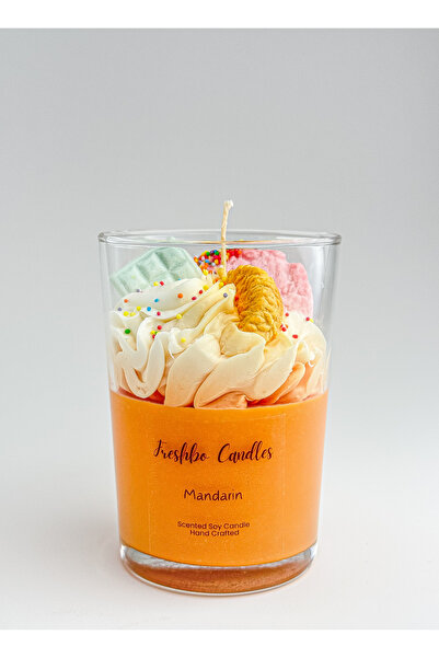 Freshbo Candles Mandarin Kokulu Kremalı Soya Mumu 300gr.