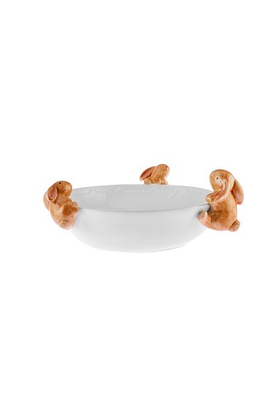 Karaca Oster Servierschale, 30 cm, Weiß, Dolomit, Schale Rund, Muslischale, Salatschalchen, Suppensc