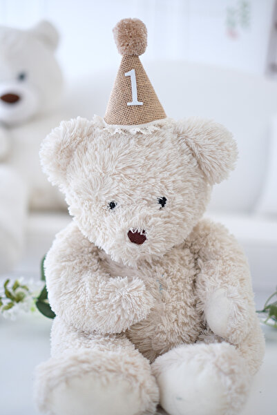 Partifabrik Yeni Sezon Hasır Retro Krem KahveDantel Detaylı Ponponlı Mini 1 Yaş şapka Taç