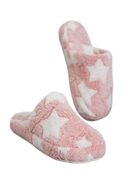 Liger Star Printed Plush Women's House Slippers - Closed Front, Powder