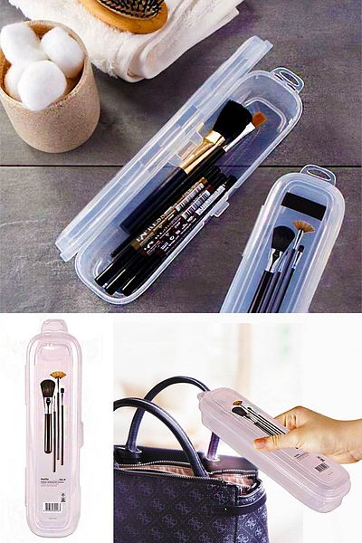 Ovebu Multi Transparent Bag with Lid Storage - Toothbrush - Makeup Brush - Pen Holder Box
