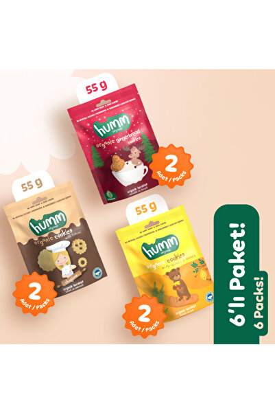 Humm Organic Organik Tatlı Kurabiye Atıştırmalık Paketi - 6 adet (3 çeşit)