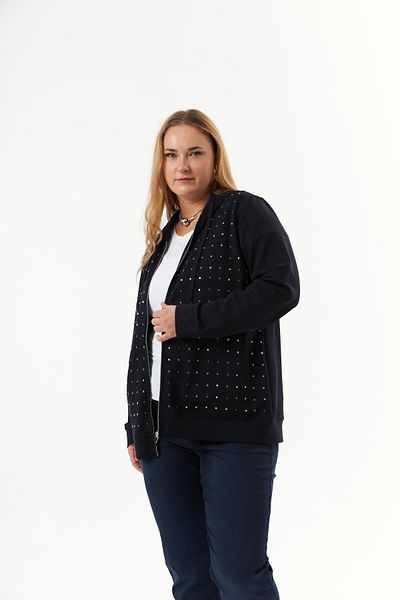 RMG Plus Size Zippered Drop Sweatshirt Navy Blue