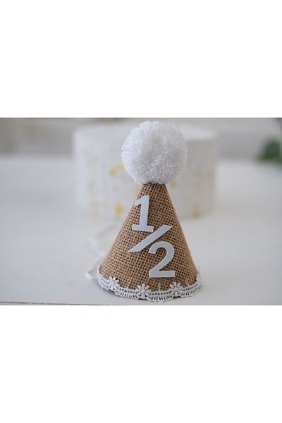 Partifabrik New Season Retro Lacy Straw Mini Hat - with Pompom, 1/2 Half Age, 6 Months Henna