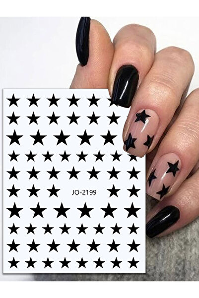Venalisa Siyah Yıldız Tırnak Sticker Nail Art Tırnak Süsleme Etiket JO-2199