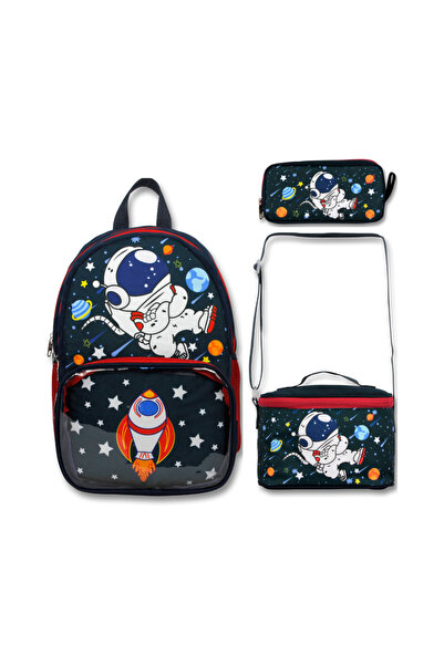 Famebag Ümit Bag Licensed Black Red Astronaut Backpack - Nutrition and Pencil...