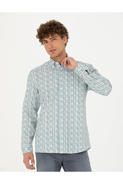 Pierre Cardin Mintfarbenes Regular-Fit-Langarmhemd 50273550-VR152