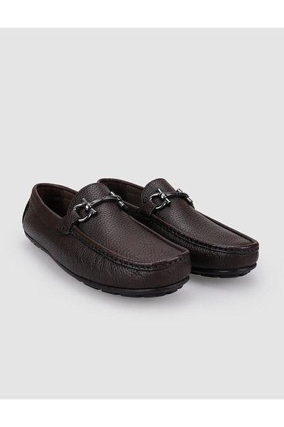 Cabani 100% Genuine Leather Brown Buckle Men's Loafer