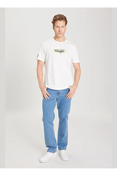 WRANGLER Regular Fit Normal Cut Crew Neck 100% Cotton Off-White Men's T-Shirt