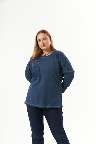 RMG Indigo Large Size Pocket Detailed Paint Sweatshirt