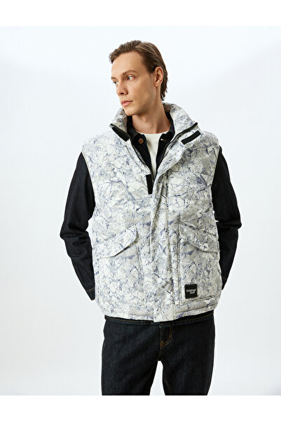 Koton Cipzáras Slim Fit matrica részletes állógalléros felfújható mellény