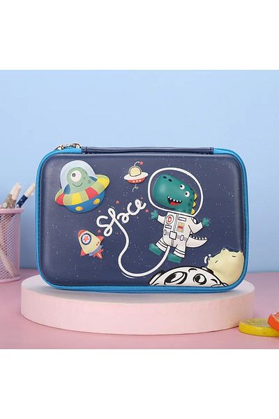 Go Veform Eva 3D Embossed Printed - Geantă pentru stilou bleumarin cu deschidere la 180 de grade 001