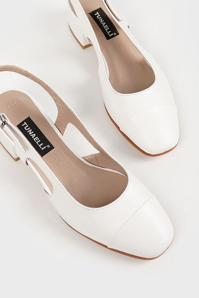 TUNAELLİ PANTOFI CU TAC DE NUMĂRUL 34-35-41 PANTOFI DE FEMEI ALB PIELE NATURALĂ