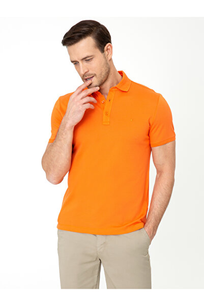 Cacharel Turuncu Polo Yaka Slim Fit Basic Merserize T-shirt 50250172-VR051
