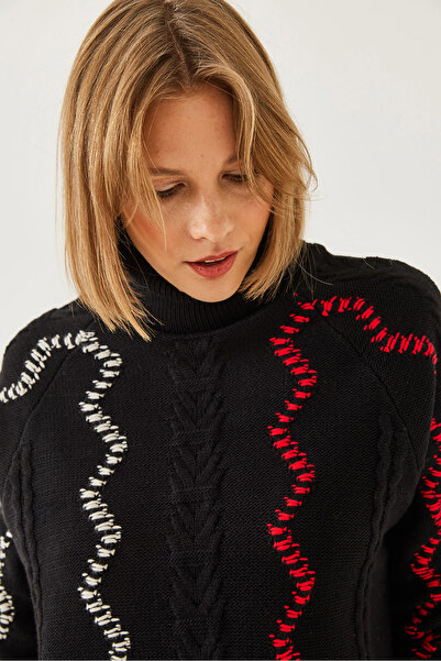 Bianco Lucci Pulover de damă cu gât roșu din tricotaje raglan 20247520