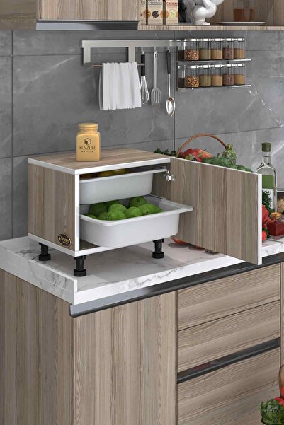 Kenzlife Sepetli Mutfak Dolabı Ruberukapak Crd 038X45X30 Kapaklı Banyo Çamaşır Beyaz 2 Li Sepet