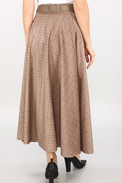 SORALLİNE Fusta de personalitate pentru femei de culoare bej - imprimeu digital, Fantasy Sand 779