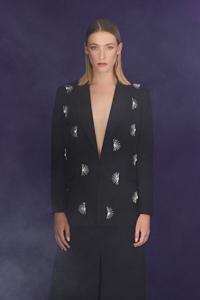 Jus De Pommes SİYAH TAŞ İŞLEMELİ CEKET ETEK TAKIM