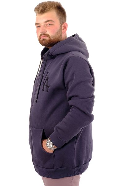 ModeXL Ανδρικό φούτερ - Mode XL, Μεγάλο μέγεθος, κουκούλα με 3 κορδόνια, φερμουάρ, U24540 καπνιστό