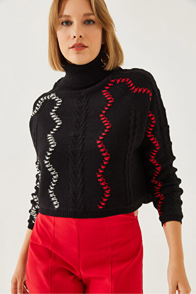 Bianco Lucci Pulover de damă cu gât roșu din tricotaje raglan 20247520