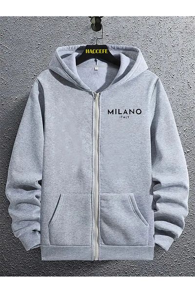 Karatopak Hanorac oversize unisex cu fermoar cu imprimeu Milano