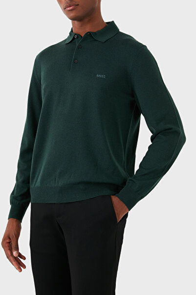 BOSS % 100 Pamuk Regular Fit Polo Yaka Kazak Erkek KAZAK 50476357 385