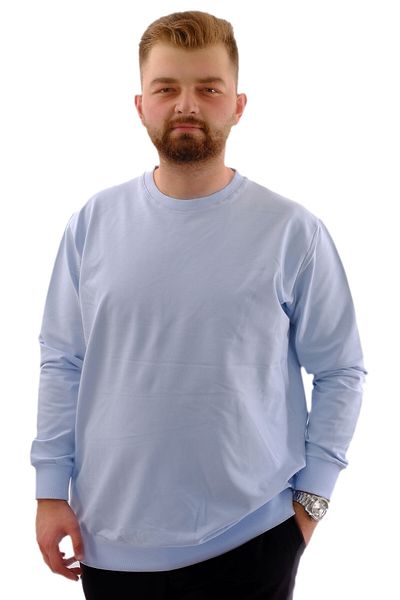 ModeXL Ανδρικό φούτερ με λαιμόκοψη Basic - Ice Blue, Plus Size, Mode XL U24174