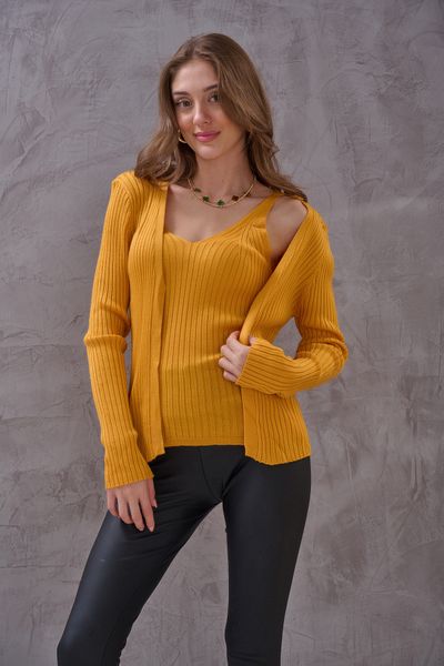 SHUGAA Women's Mercerized Blouse Cardigan Double Set