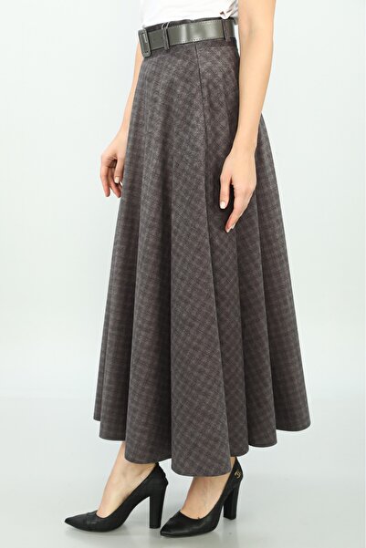 SORALLİNE Жіноча спідниця-кльош - фантазійний матеріал, цифровий принт, 779 сірий