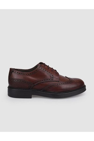 Cabani 100% Genuine Leather Brown Lace-Up Men's Casual Shoes