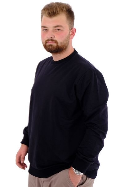 ModeXL Mode XL Large Size Ανδρικό φούτερ με λαιμόκοψη βασικό U24174 Navy Blue