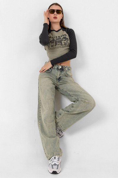 Maule Volný střih Denim Široká noha Pohodlné Baggy Jean Jeans Volné dámské kalhoty