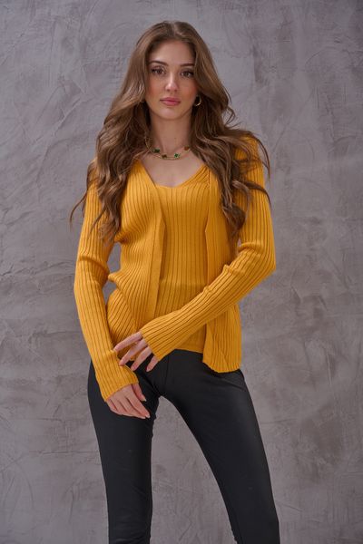 SHUGAA Women's Mercerized Blouse Cardigan Double Set