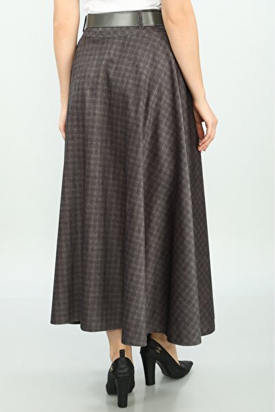 SORALLİNE Жіноча спідниця-кльош - фантазійний матеріал, цифровий принт, 779 сірий