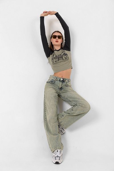 Maule Locker sitzende Denim-Jeans mit weitem Bein, lässige Baggy-Jeans, lockere Damenhose @varese