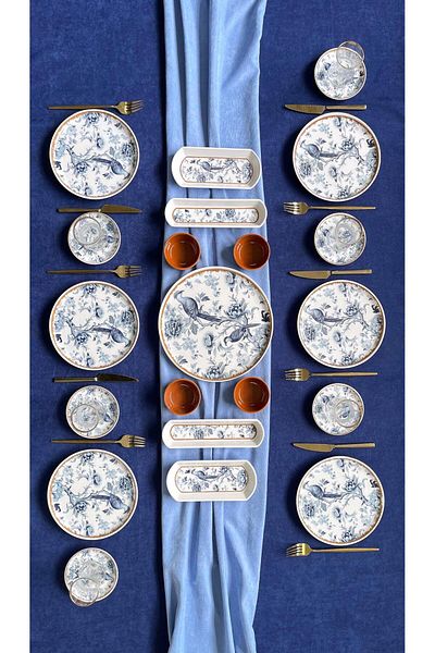 Yiğit Seramik Züccaciye Blue Kitchen 6-Piece 21 Piece Breakfast Set