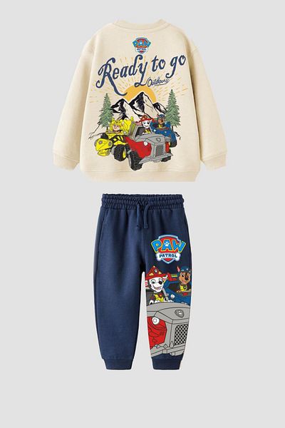 Monila Boy's Paw Patrol Printed 3 Thread Fabric Cotton Top Set