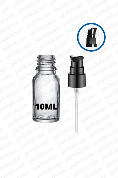 parlakcam 10ml Siyah Losyon Pompası Şeffaf Cam Şişe 10cc Siyah Krem Pompası B...