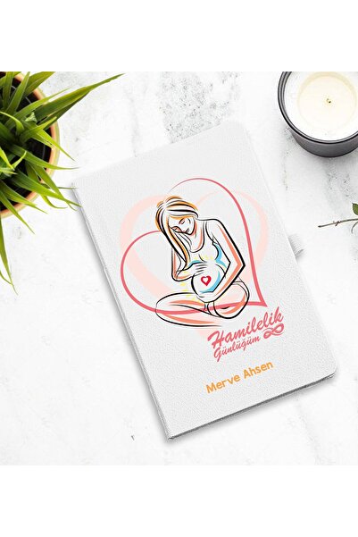 Yaprak Hediyelik Kişiye Özel İsim Baskılı Hamilelik  Günlüğü - 3