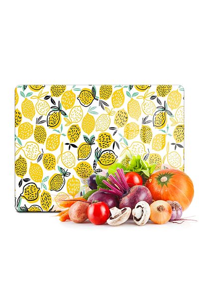 Decovetro Glass Cutting Board and Presenter Vintage Lemon Patterned 30cm X 40cm