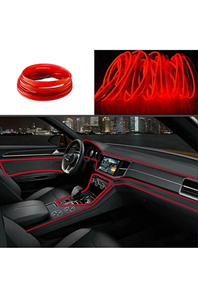 otovoo Araç Içi Torpido Şerit Ledi Renkli Ip Neon Led 2 Metre Kırmızı Koyu