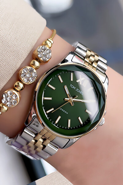 Tom Jones Original Women's Wristwatch 3 Atm Waterproof Gold Silver Color Stee...