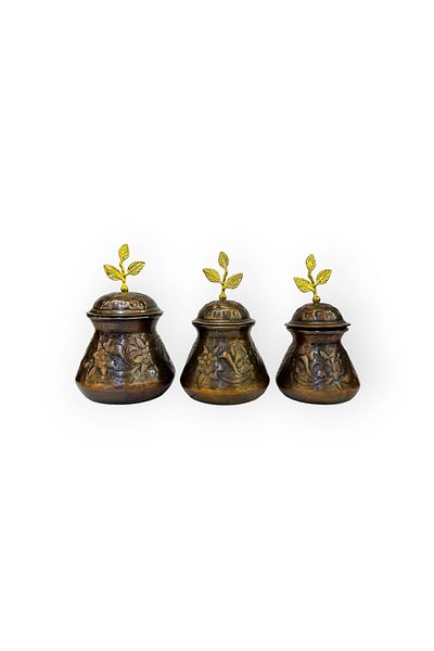 EFEMİR Oxidized 3 Size Copper Spice Set